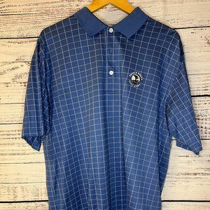 Pebble Beach Classic Men's Golf Shirt Blue & White Check Size L